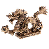 Max Chinese Dragon Figurine Statue Home Decoration Bronze Color 12 x 2.3 x 7 cm