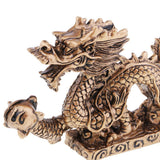 Max Chinese Dragon Figurine Statue Home Decoration Bronze Color 12 x 2.3 x 7 cm