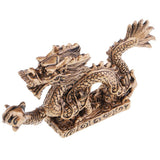 Max Chinese Dragon Figurine Statue Home Decoration Bronze Color 12 x 2.3 x 7 cm