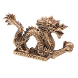 Max Chinese Dragon Figurine Statue Home Decoration Bronze Color 12 x 2.3 x 7 cm
