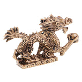 Max Chinese Dragon Figurine Statue Home Decoration Bronze Color 12 x 2.3 x 7 cm