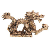 Max Chinese Dragon Figurine Statue Home Decoration Bronze Color 12 x 2.3 x 7 cm