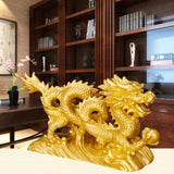 Max Chinese Dragon Fengshui Figurine Statue Ornaments Home Decor Crafts Gold