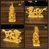 Max Chinese Dragon Fengshui Figurine Statue Ornaments Home Decor Crafts Gold