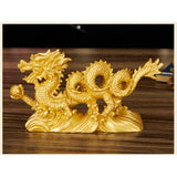 Max Chinese Dragon Fengshui Figurine Statue Ornaments Home Decor Crafts Gold