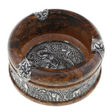 Maxbell Leopard Print Creative Solid Wooden Ashtrays Round Thailand Style Ashtrays