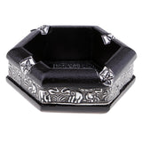 Maxbell Original Exquisite Elephants Pattern Floral Ashtrays Wood Crafts 11x11x4cm