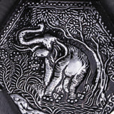 Maxbell Original Exquisite Elephants Pattern Floral Ashtrays Wood Crafts 11x11x4cm