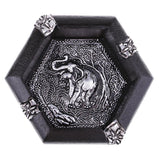 Maxbell Original Exquisite Elephants Pattern Floral Ashtrays Wood Crafts 11x11x4cm