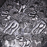 Maxbell Original Exquisite Elephants Style Floral Ashtrays Wood Crafts 13x13x4.3cm