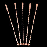 Max 5Pcs 7.5inch Stainless Steel Stirrer Cocktail Swizzle Stick Rose Gold-Thread
