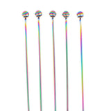 Max 5Pcs/set Stainless steel Cocktail Picks Cocktail Fruit Sticks Bar Tools Bead-Multicolor