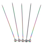 Max 5Pcs/set Stainless steel Cocktail Picks Cocktail Fruit Sticks Bar Tools Bead-Multicolor