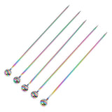 Max 5Pcs/set Stainless steel Cocktail Picks Cocktail Fruit Sticks Bar Tools Bead-Multicolor
