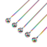 Max 5Pcs/set Stainless steel Cocktail Picks Cocktail Fruit Sticks Bar Tools Bead-Multicolor
