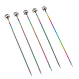 Max 5Pcs/set Stainless steel Cocktail Picks Cocktail Fruit Sticks Bar Tools Bead-Multicolor