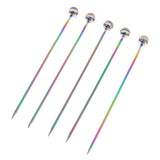 Max 5Pcs/set Stainless steel Cocktail Picks Cocktail Fruit Sticks Bar Tools Bead-Multicolor