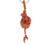 Max Chinese Solid Mahogany Carving Car/Bag/Purse Key Ring Pendant Keychain 12