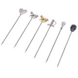 Max 6pcs Stainless Steel Cocktail Sign Cocktail Pick Fruit Food Spears Bar Tools