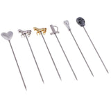 Max 6pcs Stainless Steel Cocktail Sign Cocktail Pick Fruit Food Spears Bar Tools