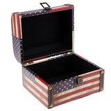 Max Antique DO OLD Design Vintage Wooden Jewelry Storage Case US Flag
