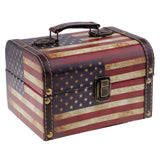 Max Antique DO OLD Design Vintage Wooden Jewelry Storage Case US Flag