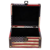 Max Antique DO OLD Design Vintage Wooden Jewelry Storage Case US Flag