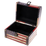 Max Antique DO OLD Design Vintage Wooden Jewelry Storage Case US Flag