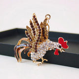 Max Cock Rooster Chicken Keychain Crystal Bag Pendant Key Ring Gift Jewelry Gold