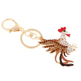 Max Cock Rooster Chicken Keychain Crystal Bag Pendant Key Ring Gift Jewelry Gold