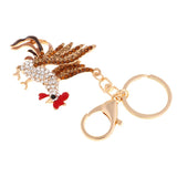 Max Cock Rooster Chicken Keychain Crystal Bag Pendant Key Ring Gift Jewelry Gold