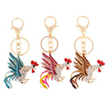 Max Cock Rooster Chicken Keychain Crystal Bag Pendant Key Ring Gift Jewelry Gold