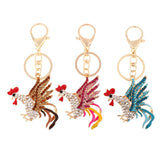 Max Cock Rooster Chicken Keychain Crystal Bag Pendant Key Ring Gift Jewelry Gold