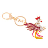 Max Cock Rooster Chicken Keychain Crystal Bag Pendant Key Ring Gift Jewelry Pink