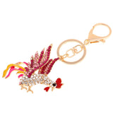 Max Cock Rooster Chicken Keychain Crystal Bag Pendant Key Ring Gift Jewelry Pink