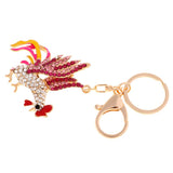 Max Cock Rooster Chicken Keychain Crystal Bag Pendant Key Ring Gift Jewelry Pink