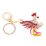 Max Cock Rooster Chicken Keychain Crystal Bag Pendant Key Ring Gift Jewelry Pink