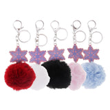 Max Faux Fur Ball Plush Pendant Key Chain Key Ring for Women Bag/Car/Purse Red