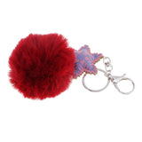 Max Faux Fur Ball Plush Pendant Key Chain Key Ring for Women Bag/Car/Purse Red