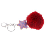 Max Faux Fur Ball Plush Pendant Key Chain Key Ring for Women Bag/Car/Purse Red