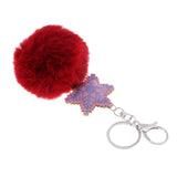 Max Faux Fur Ball Plush Pendant Key Chain Key Ring for Women Bag/Car/Purse Red