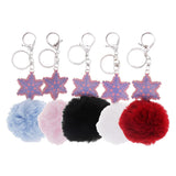 Max Faux Fur Ball Plush Pendant Key Chain Key Ring for Women Bag/Car/Purse Red