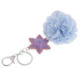 Max Faux Fur Ball Plush Pendant Key Chain Key Ring for Women Bag/Car/Purse Blue