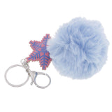 Max Faux Fur Ball Plush Pendant Key Chain Key Ring for Women Bag/Car/Purse Blue