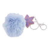 Max Faux Fur Ball Plush Pendant Key Chain Key Ring for Women Bag/Car/Purse Blue