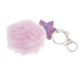 Max Faux Fur Ball Plush Pendant Key Chain Key Ring for Women Bag/Car/Purse Pink