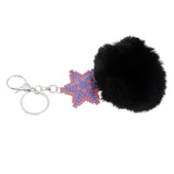 Max Faux Fur Ball Plush Pendant Key Chain Key Ring for Women Bag/Car/Purse Black