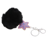 Max Faux Fur Ball Plush Pendant Key Chain Key Ring for Women Bag/Car/Purse Black