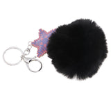 Max Faux Fur Ball Plush Pendant Key Chain Key Ring for Women Bag/Car/Purse Black