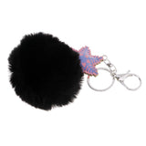 Max Faux Fur Ball Plush Pendant Key Chain Key Ring for Women Bag/Car/Purse Black